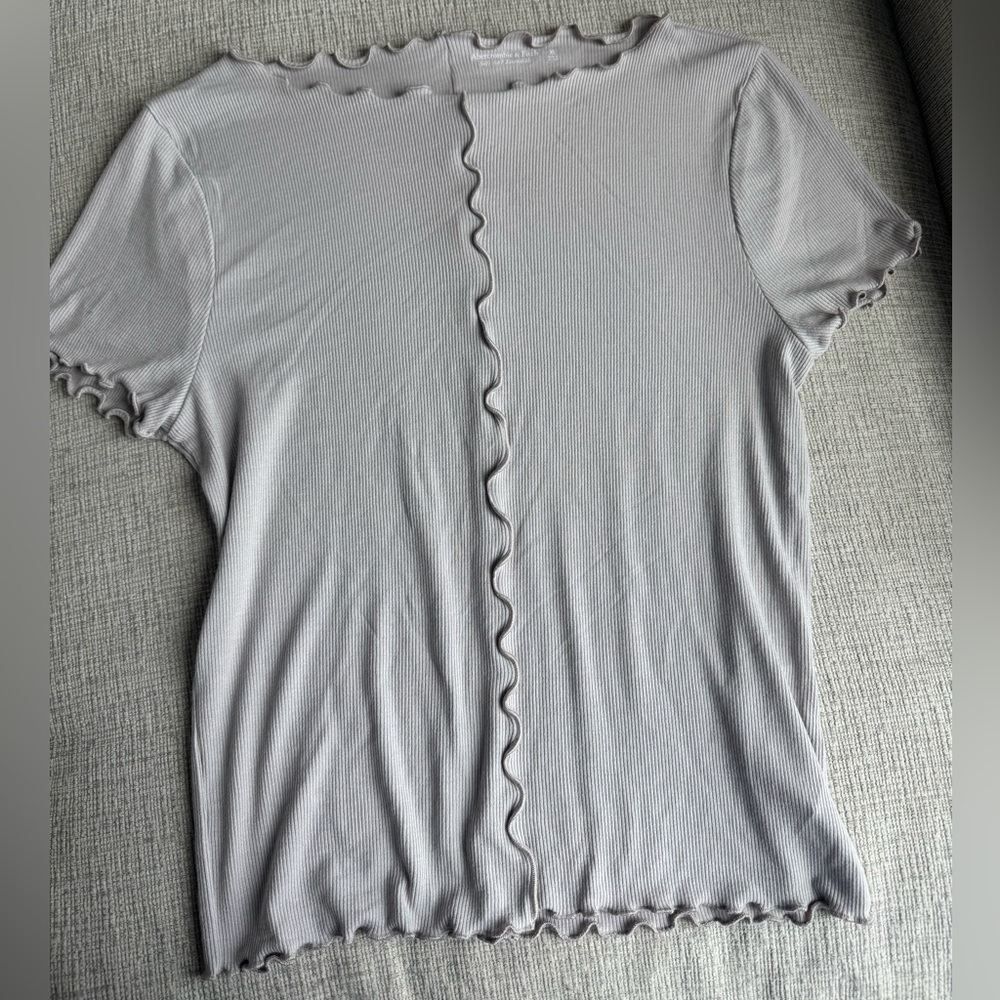Gray Ruffled Women's Top